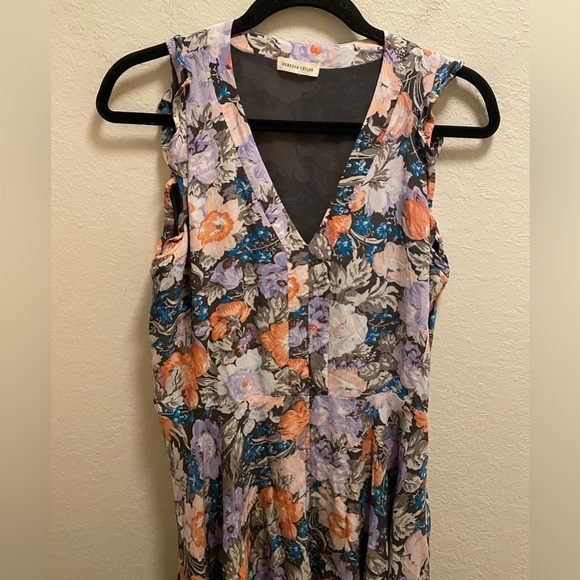 Rebecca Taylor Penelope V-Neck Silk Floral Multicolor Dress - Picture 6 of 11
